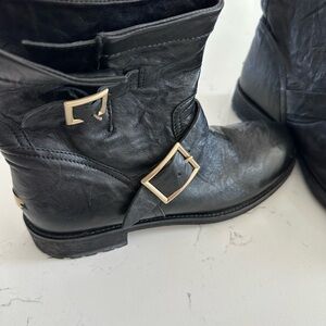 Jimmy Choo Black Leather Combat Boots